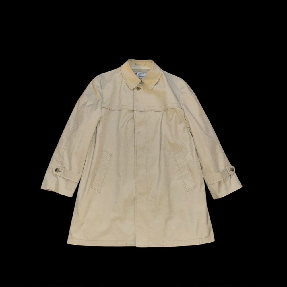Vintage London Fog Maincoat Lined Khaki Tan Trench Coat 46 Regular Car Coat Prep